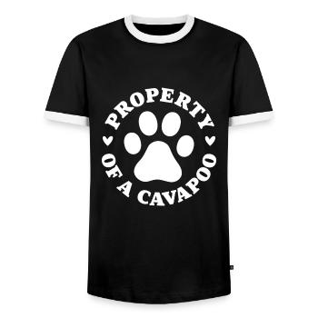 Eigentum eines Cavapoo - Männer Kontrast-T-Shirt - Schwarz/Weiß - Vorne - AI Model Female 172 light (172cm) & AI Model Male 178 light (178cm)