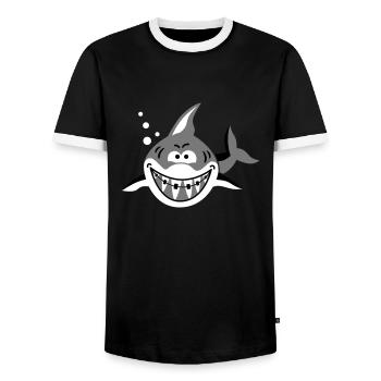 Hai mit Zahnspange - Männer Kontrast-T-Shirt - Schwarz/Weiß - Vorne - AI Model Female 172 light (172cm) & AI Model Male 178 light (178cm)