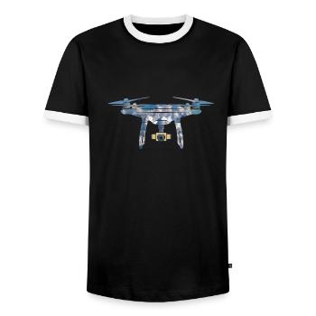 Drone Drohne - Männer Kontrast-T-Shirt - Schwarz/Weiß - Vorne - AI Model Female 172 light (172cm) & AI Model Male 178 light (178cm)