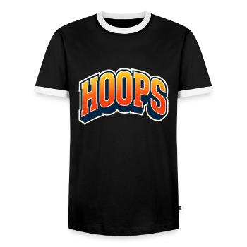 Hoops Basketball Sport Geschenkidee BBall - Männer Kontrast-T-Shirt - Schwarz/Weiß - Vorne - AI Model Female 172 light (172cm) & AI Model Male 178 light (178cm)