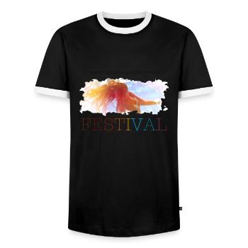 Festival Summer - Men's Ringer Shirt - black/white - Front - AI Model Female 172 light (172cm) & AI Model Male 178 light (178cm)