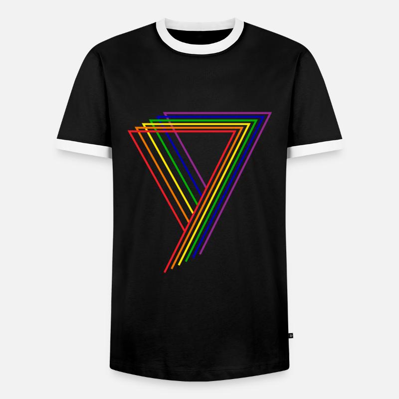 Rainbow triangle - Men's Ringer Shirt - black/white