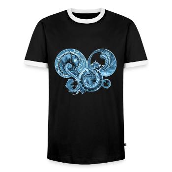 Blue Ornament - Men's Ringer Shirt - black/white - Front - AI Model Female 172 light (172cm) & AI Model Male 178 light (178cm)