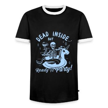 Funny Skull + Unicorn - Men's Ringer Shirt - black/white - Front - AI Model Female 172 light (172cm) & AI Model Male 178 light (178cm)