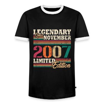 Légendaire novembre 2007 édition limitée - T-shirt contrasté Homme - noir/blanc - Devant - AI Model Female 172 light (172cm) & AI Model Male 178 light (178cm)