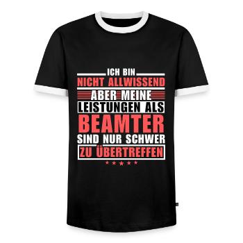 Unübertroffene Leistung als Beamter - Männer Kontrast-T-Shirt - Schwarz/Weiß - Vorne - AI Model Female 172 light (172cm) & AI Model Male 178 light (178cm)