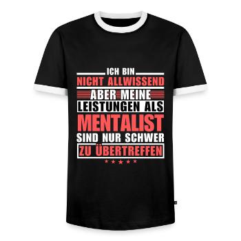 Unmatched performance as a mentalist - Men's Ringer Shirt - black/white - Front - AI Model Female 172 light (172cm) & AI Model Male 178 light (178cm)