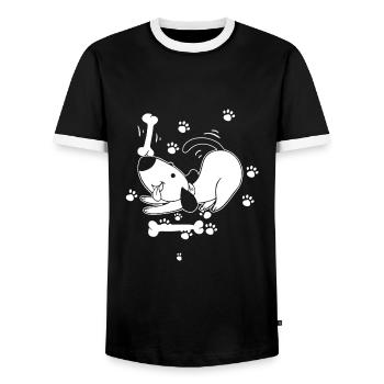 Sweet Dog - Men's Ringer Shirt - black/white - Front - AI Model Female 172 light (172cm) & AI Model Male 178 light (178cm)