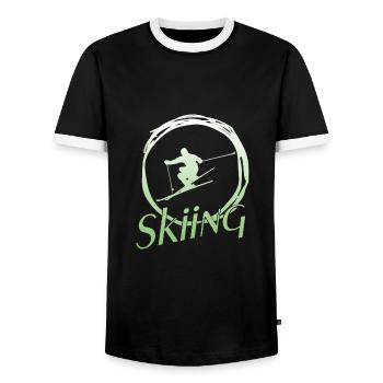 Skiing - Männer Kontrast-T-Shirt - Schwarz/Weiß - Vorne - AI Model Female 172 light (172cm) & AI Model Male 178 light (178cm)