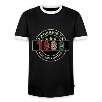 Fabriqué en 1983 Edition limitée - T-shirt contrasté Homme - noir/blanc - Devant - AI Model Female 172 light (172cm) & AI Model Male 178 light (178cm)