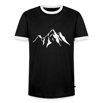 Mountains Mountain Landscape Mountains Alps Ski Snow - Men's Ringer Shirt - black/white - Front - AI Model Female 172 light (172cm) & AI Model Male 178 light (178cm)