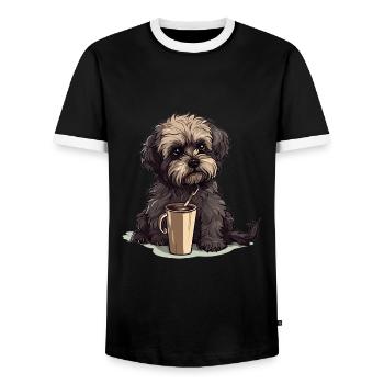 Bolonka Zwetna Puppy Dog Proud Mistress For - Men's Ringer Shirt - black/white - Front - AI Model Female 172 light (172cm) & AI Model Male 178 light (178cm)
