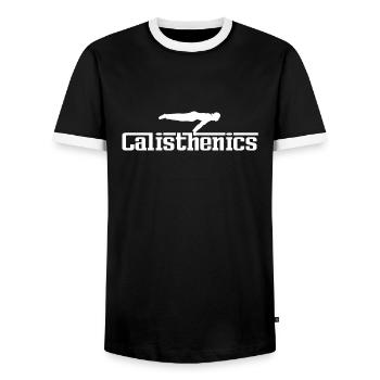 gymnastique suédoise - T-shirt contrasté Homme - noir/blanc - Devant - AI Model Female 172 light (172cm) & AI Model Male 178 light (178cm)