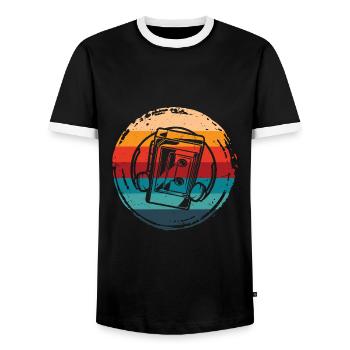 Tragbarer Kassettenspieler Retro - Männer Kontrast-T-Shirt - Schwarz/Weiß - Vorne - AI Model Female 172 light (172cm) & AI Model Male 178 light (178cm)