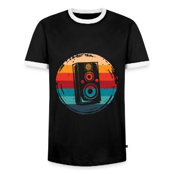 Lautsprecher Retro Grunge Circle - Männer Kontrast-T-Shirt - Schwarz/Weiß - Vorne - AI Model Female 172 light (172cm) & AI Model Male 178 light (178cm)