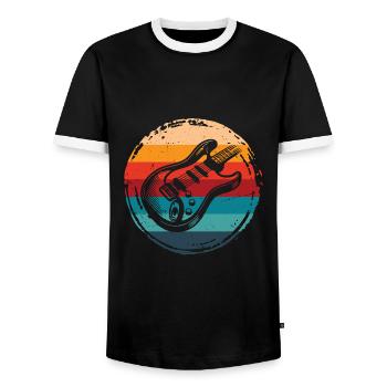 Guitar Retro Grunge Circle - Men's Ringer Shirt - black/white - Front - AI Model Female 172 light (172cm) & AI Model Male 178 light (178cm)