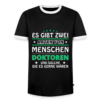 Doctor Gift - Two Types of... Design - Men's Ringer Shirt - black/white - Front - AI Model Female 172 light (172cm) & AI Model Male 178 light (178cm)