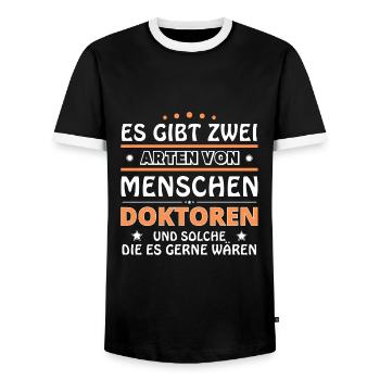 Doctors Gift - Two Types of... Design - Men's Ringer Shirt - black/white - Front - AI Model Female 172 light (172cm) & AI Model Male 178 light (178cm)
