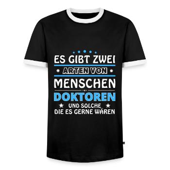 Doctors Gift - Two Types of... Design - Men's Ringer Shirt - black/white - Front - AI Model Female 172 light (172cm) & AI Model Male 178 light (178cm)