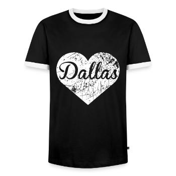 Cœur de Dallas - T-shirt contrasté Homme - noir/blanc - Devant - AI Model Female 172 light (172cm) & AI Model Male 178 light (178cm)