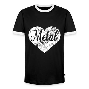 Metal Heart - Men's Ringer Shirt - black/white - Front - AI Model Female 172 light (172cm) & AI Model Male 178 light (178cm)