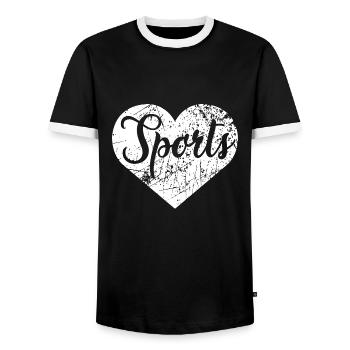 Sports Heart - Men's Ringer Shirt - black/white - Front - AI Model Female 172 light (172cm) & AI Model Male 178 light (178cm)