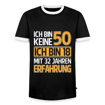 50 Geburtstag lustig 50 Jahre Geburtstagsspruch - Männer Kontrast-T-Shirt - Schwarz/Weiß - Vorne - AI Model Female 172 light (172cm) & AI Model Male 178 light (178cm)