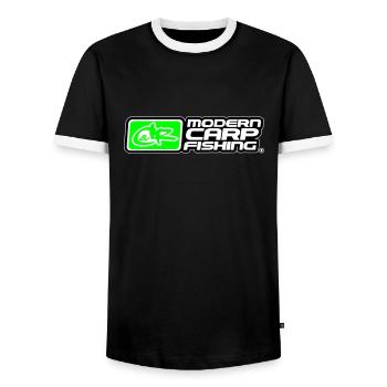 Catch and Respect,Fishing,Fishing - Men's Ringer Shirt - black/white - Front - AI Model Female 172 light (172cm) & AI Model Male 178 light (178cm)