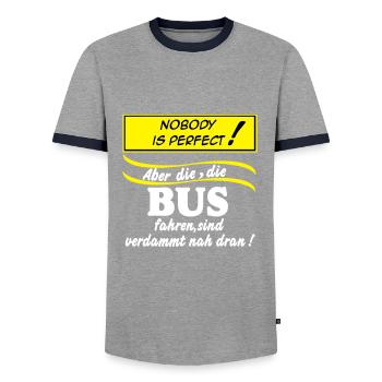 Bus Driver Bus Bus Driver Nobody (25) - Men's Ringer Shirt - grey/navy  - Front - AI Model Female 172 light (172cm) & AI Model Male 178 light (178cm)