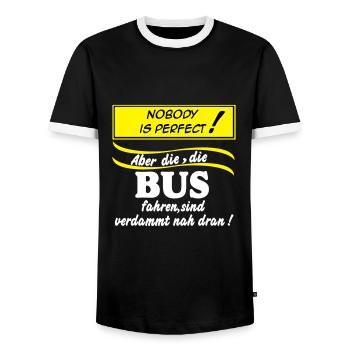Busfahrer Bus Omnibus Kraftfahrer Nobody (25) - Männer Kontrast-T-Shirt - Schwarz/Weiß - Vorne - AI Model Female 172 light (172cm) & AI Model Male 178 light (178cm)