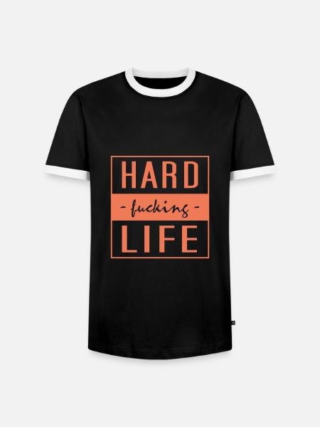 hard fucking life - Männer Kontrast-T-Shirt - Schwarz/Weiß