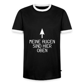 Mes yeux sont ici - T-shirt contrasté Homme - noir/blanc - Devant - AI Model Female 172 light (172cm) & AI Model Male 178 light (178cm)