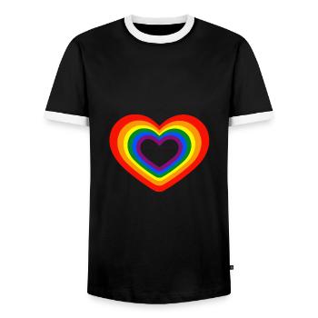 Coeur Arc-en-ciel Homosexualité - T-shirt contrasté Homme - noir/blanc - Devant - AI Model Female 172 light (172cm) & AI Model Male 178 light (178cm)