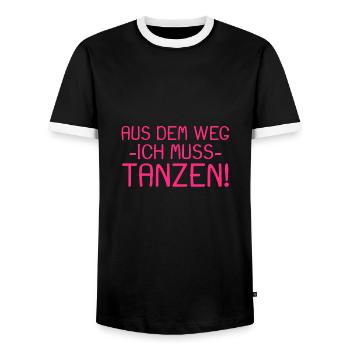 Aus dem Weg ich muss tanzen - Männer Kontrast-T-Shirt - Schwarz/Weiß - Vorne - AI Model Female 172 light (172cm) & AI Model Male 178 light (178cm)