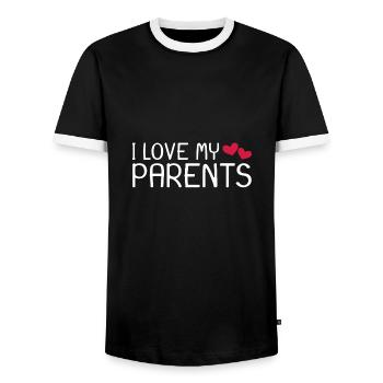 Ich liebe meine Eltern - Männer Kontrast-T-Shirt - Schwarz/Weiß - Vorne - AI Model Female 172 light (172cm) & AI Model Male 178 light (178cm)