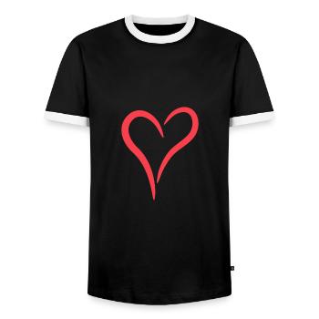 Coeur rouge - T-shirt contrasté Homme - noir/blanc - Devant - AI Model Female 172 light (172cm) & AI Model Male 178 light (178cm)