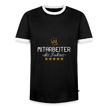 Mitarbeiter des Jahres mit Krone Geschenk - Männer Kontrast-T-Shirt - Schwarz/Weiß - Vorne - AI Model Female 172 light (172cm) & AI Model Male 178 light (178cm)