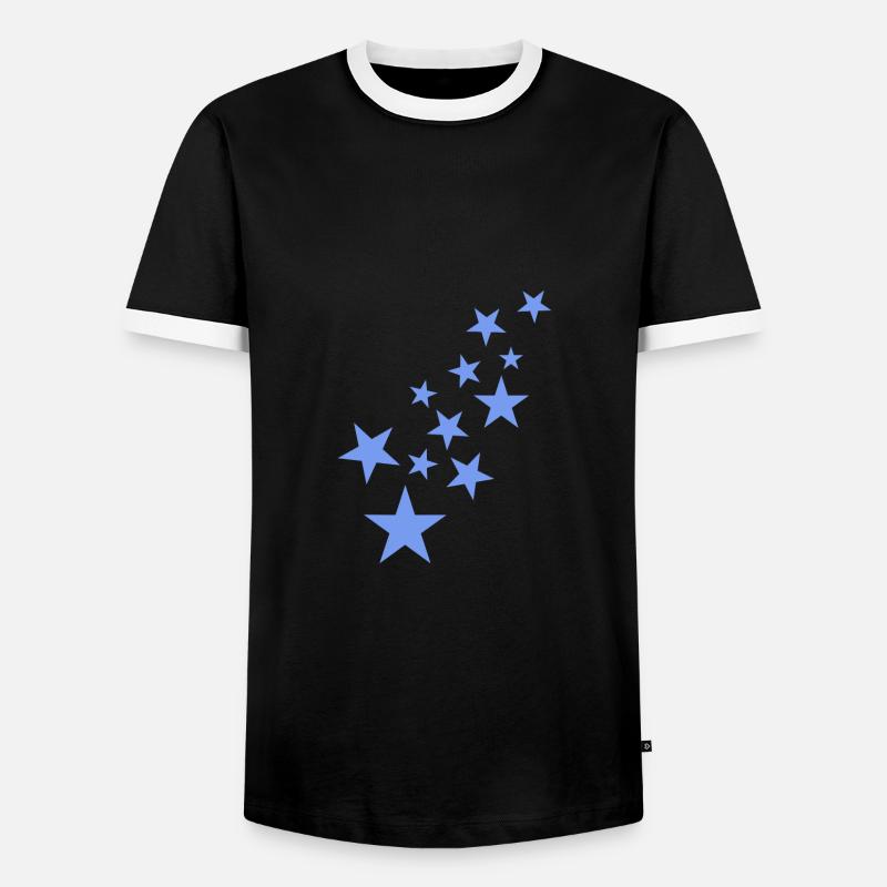 Stern Sternchen Muster Blau - Männer Kontrast-T-Shirt - Schwarz/Weiß