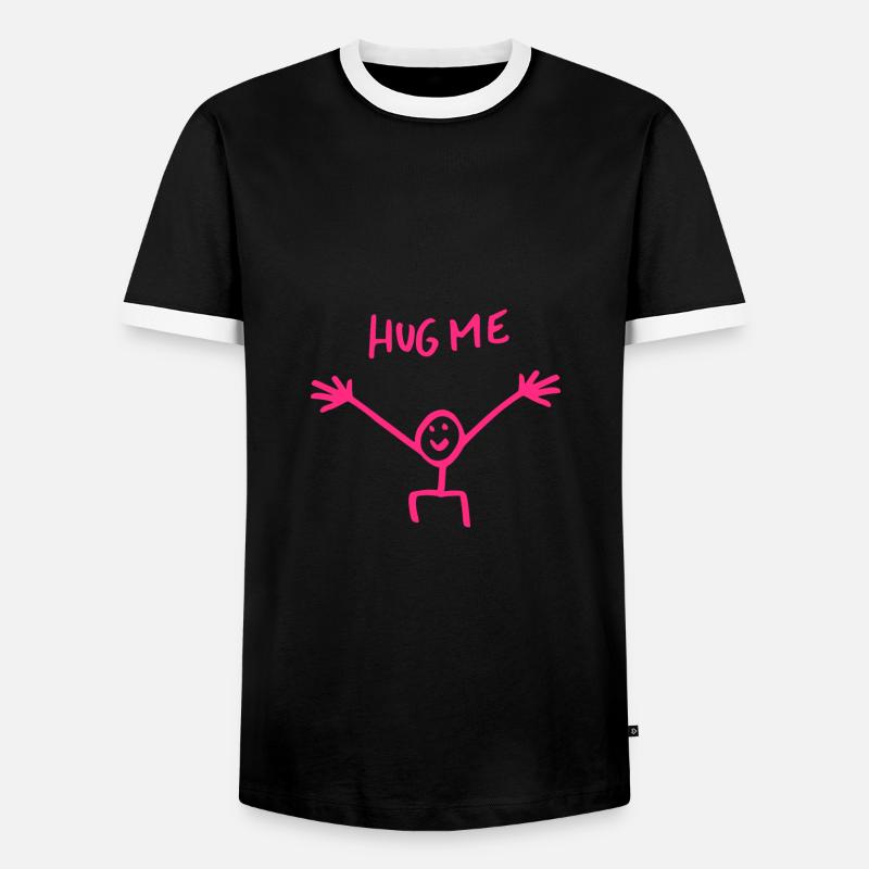 Umarme mich Umarmung Strichmännchen Geschenk - Männer Kontrast-T-Shirt - Schwarz/Weiß