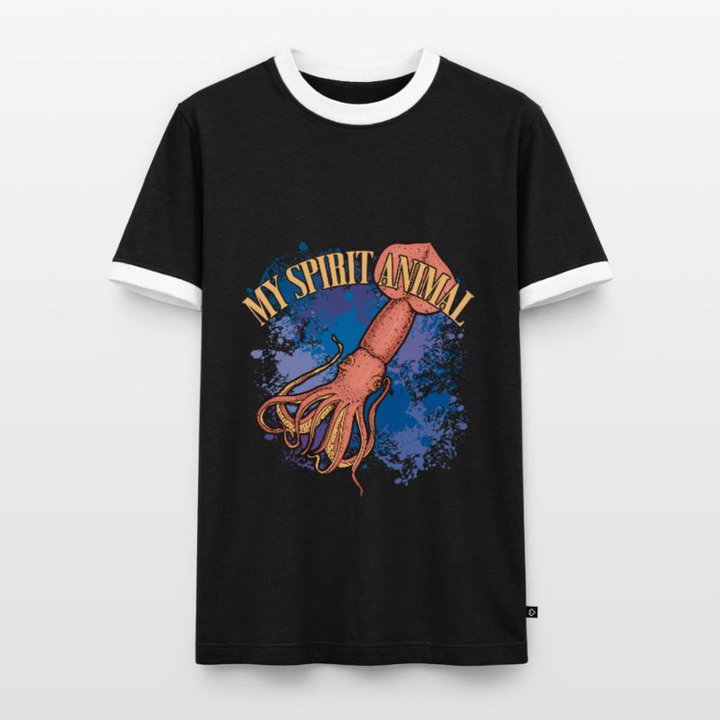 Calmar Calmar géant sur des éclaboussures colorées de couleur T-shirt contrasté Homme
