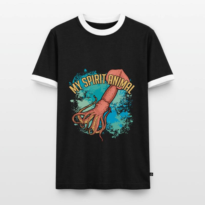 Calmar géant de Kalmar sur des éclaboussures colorées de couleur T-shirt contrasté Homme