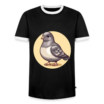Sanfte Taube im Kreis - Männer Kontrast-T-Shirt - Schwarz/Weiß - Vorne - AI Model Female 172 light (172cm) & AI Model Male 178 light (178cm)