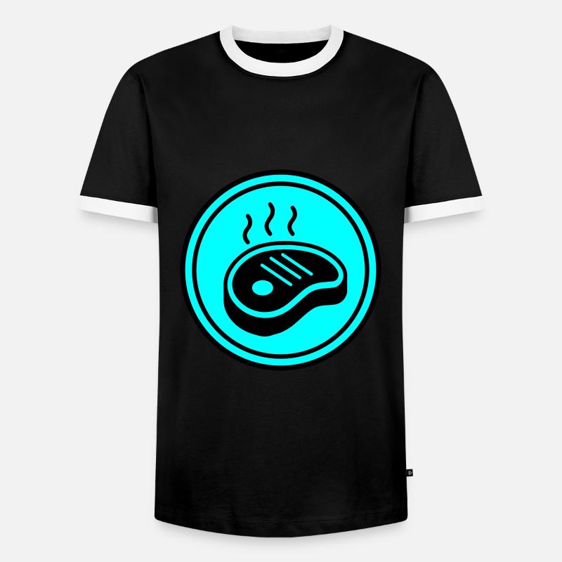 Steak icon circle - Men's Ringer Shirt - black/white