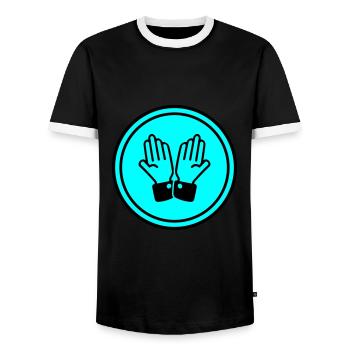 cercle de prière des mains - T-shirt contrasté Homme - noir/blanc - Devant - AI Model Female 172 light (172cm) & AI Model Male 178 light (178cm)