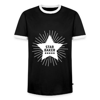 Star baker - Men's Ringer Shirt - black/white - Front - AI Model Female 172 light (172cm) & AI Model Male 178 light (178cm)