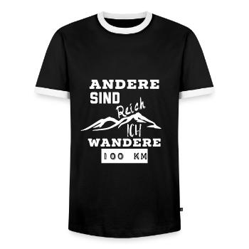 100 km wandern lustige Sprüche ultra wandern - Männer Kontrast-T-Shirt - Schwarz/Weiß - Vorne - AI Model Female 172 light (172cm) & AI Model Male 178 light (178cm)