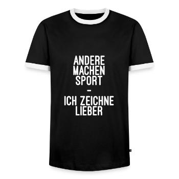 Zeichnen - Männer Kontrast-T-Shirt - Schwarz/Weiß - Vorne - AI Model Female 172 light (172cm) & AI Model Male 178 light (178cm)
