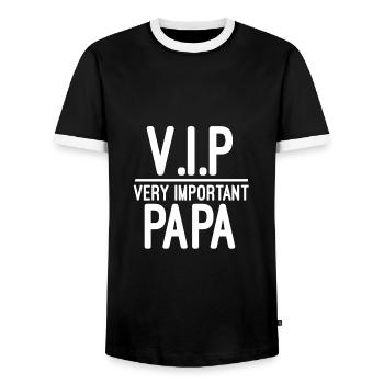 Papa fête des pères - T-shirt contrasté Homme - noir/blanc - Devant - AI Model Female 172 light (172cm) & AI Model Male 178 light (178cm)
