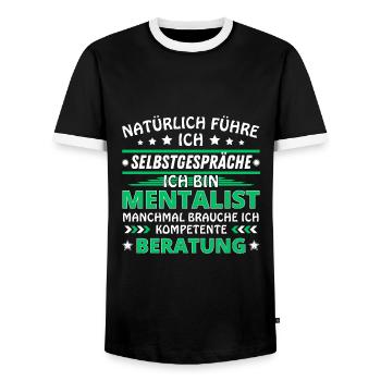 I Talk to Yourself - Mentalist Edition - Men's Ringer Shirt - black/white - Front - AI Model Female 172 light (172cm) & AI Model Male 178 light (178cm)