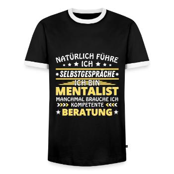 Ich führe Selbstgespräche - Mentalist Edition - Männer Kontrast-T-Shirt - Schwarz/Weiß - Vorne - AI Model Female 172 light (172cm) & AI Model Male 178 light (178cm)